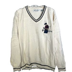 Vintage Cypress Links Golf V Neck Sweater Embroidered